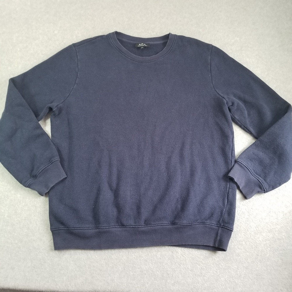 A.P.C. Sweater Mens Extra Large Navy Blue Crewneck Rue Madame Paris French Knit